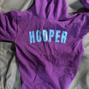 Purple Hoodie with Blue 'HOOPER' Print
